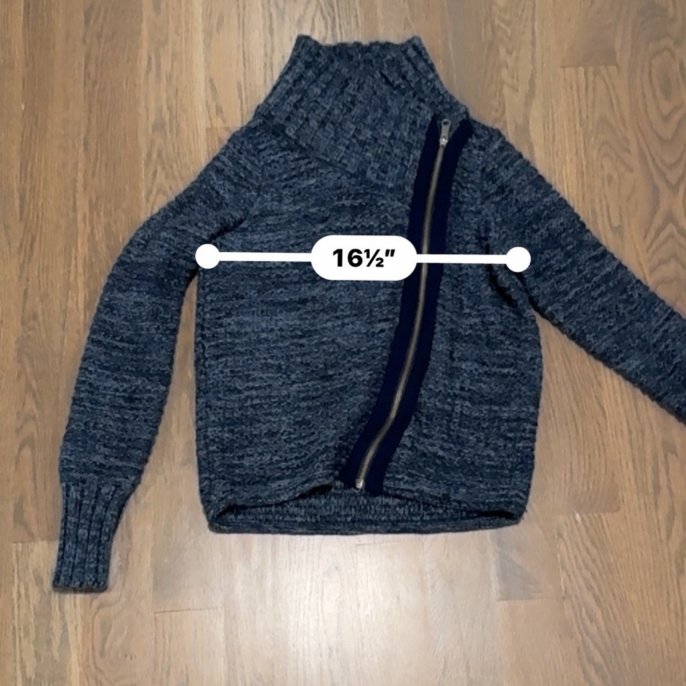 Athleta Blue Cowl Neck Sweater with Asymmetrical Zipper - Picture 9 of 11